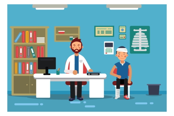 Doctor Talking to Patient in Office Graphics