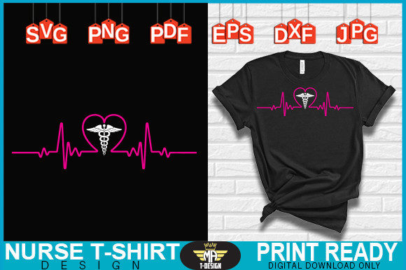 NURSE HEARTBIT LOVE GRAPHICS T-SHIRT DESIGNS