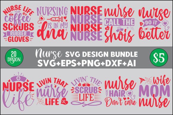 Nurse Svg Bundle Designs T-Shirts