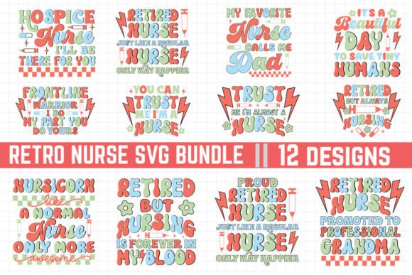 Retro Nurse SVG Bundle for Graphics and Crafts