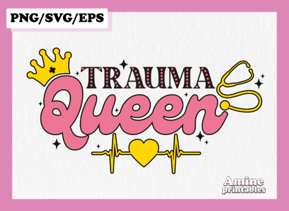 Trauma Queen Retro Nurse SVG Design